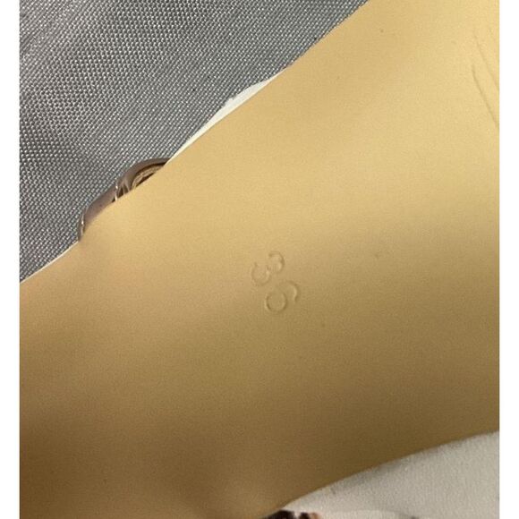 Only Maker White and Gold T-Strap Platform Stiletto Heels Size 5.5 w/ Box - Picture 7 of 8